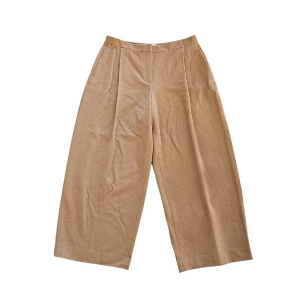 Lafayette 148 Camel Hair Cooper Pleated Barrel Leg Ankle Pant Camel 14 - Picture 3 of 15